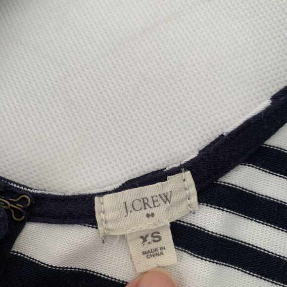 J Crew Dress Villa Women XS Navy Blue Striped Button Sleeveless Preppy Nautical - Picture 3 of 10